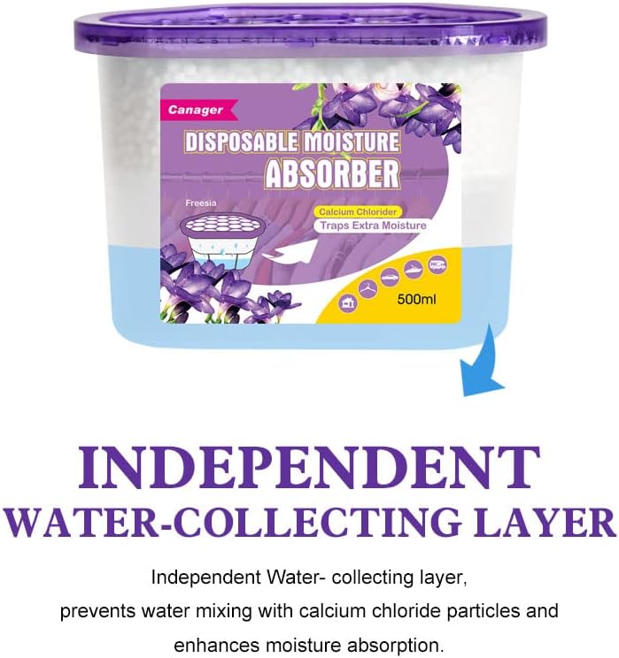 CANAGER Moisture Absorber Box-Odor Eliminator,Absorb Excess Moisture. Suitable for Wardrobe, Bedroom, Kitchen and Bathroom-6 Packs, Effectively Collect Water, Fresh Air,Freesia. Fuchsia - Image 5